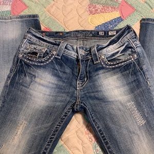 Miss Me embellished denim jeans size 28 distressed and boot cut